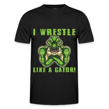 Crocodile Alligator Wrestling Reptile Gift - Men's Functional T-Shirt - black - Front - AI Model Male 178 dark (178cm)