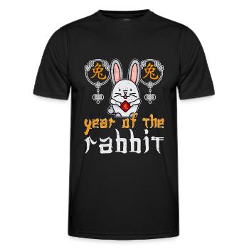 Chinesisches Hase Schriftzeichen Neujahr - Männer Funktions-T-Shirt - Schwarz - Vorne - AI Model Male 178 dark (178cm)