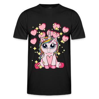 Hearty Unicorn Mythical Animal Children Stardust - Men's Functional T-Shirt - black - Front - AI Model Male 178 dark (178cm)