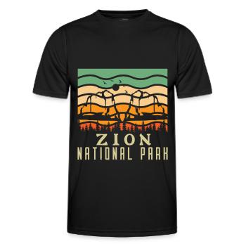 Parc national de Zion Utah Randonnée Camping en plein air - T-shirt sport Homme - noir - Devant - AI Model Male 178 dark (178cm)