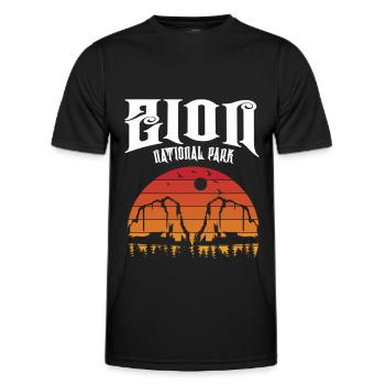 Parc national de Zion Utah Randonnée Camping en plein air - T-shirt sport Homme - noir - Devant - AI Model Male 178 dark (178cm)