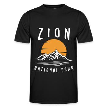 Parc national de Zion Utah Randonnée Camping en plein air - T-shirt sport Homme - noir - Devant - AI Model Male 178 dark (178cm)