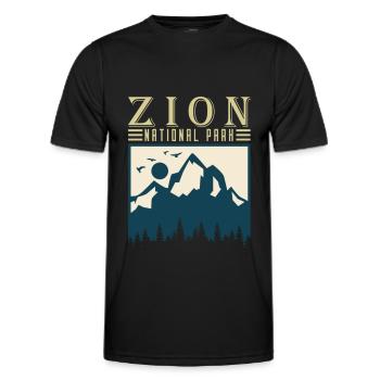 Parc national de Zion Utah Randonnée Camping en plein air - T-shirt sport Homme - noir - Devant - AI Model Male 178 dark (178cm)
