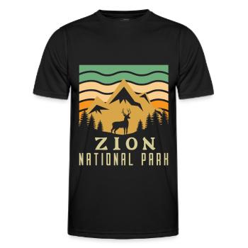 Parc national de Zion Utah Randonnée Camping en plein air - T-shirt sport Homme - noir - Devant - AI Model Male 178 dark (178cm)