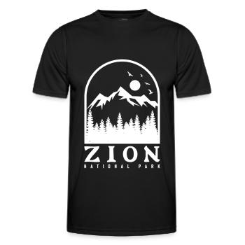 Parc national de Zion Utah Randonnée Camping en plein air - T-shirt sport Homme - noir - Devant - AI Model Male 178 dark (178cm)