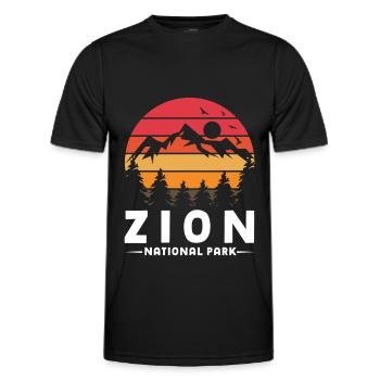 Zion National Park Utah Hiking Camping Outdoor - Men's Functional T-Shirt - black - Front - AI Model Male 178 dark (178cm)