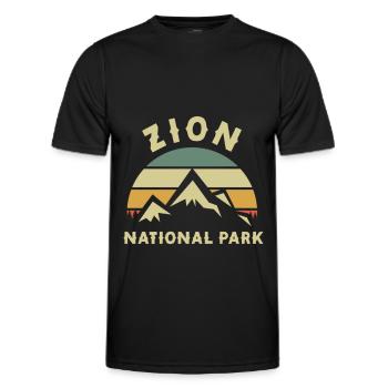 Parc national de Zion Utah Randonnée Camping en plein air - T-shirt sport Homme - noir - Devant - AI Model Male 178 dark (178cm)