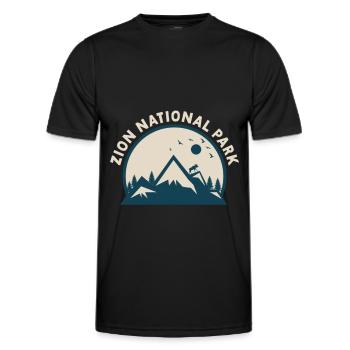 Zion National Park Utah Hiking Camping Outdoor - Men's Functional T-Shirt - black - Front - AI Model Male 178 dark (178cm)