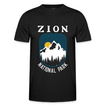 Parc national de Zion Utah Randonnée Camping en plein air - T-shirt sport Homme - noir - Devant - AI Model Male 178 dark (178cm)