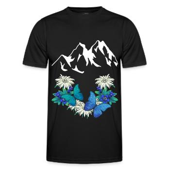 Austria Switzerland Dolomites Salzburg South Tyrol Alm - Men's Functional T-Shirt - black - Front - AI Model Male 178 dark (178cm)