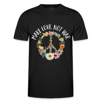 Hippie Peace Zeichen Frieden Blumen Blumenkind - Männer Funktions-T-Shirt - Schwarz - Vorne - AI Model Male 178 dark (178cm)