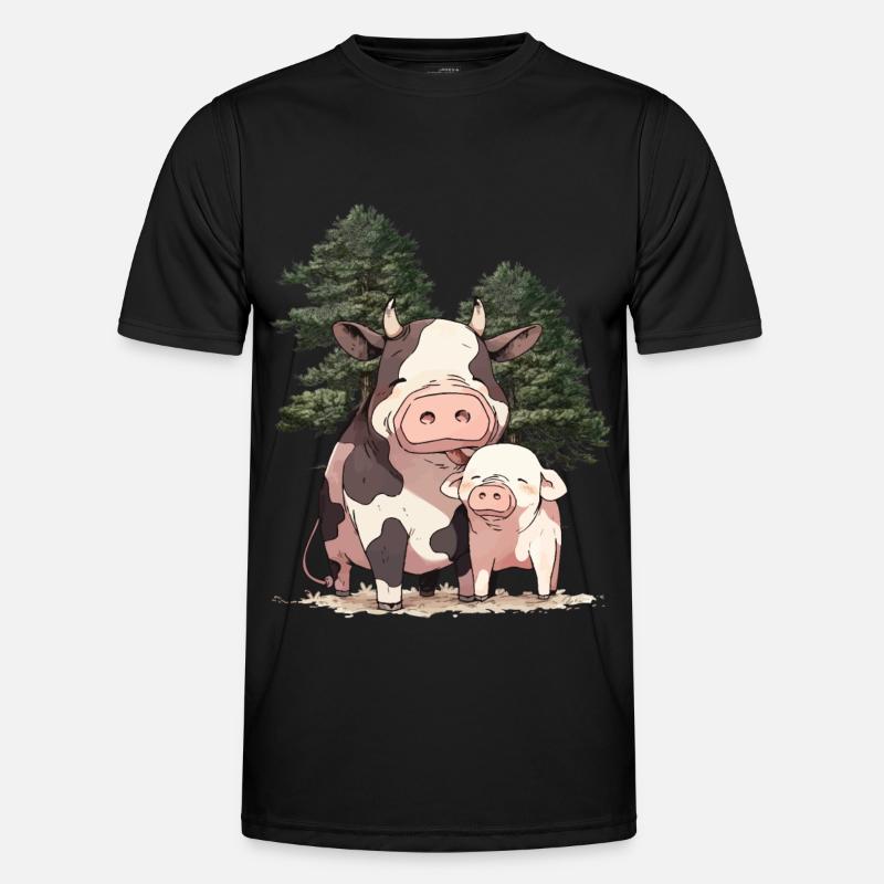 Amis Amitié Vache Cochon Animaux Ensemble T-shirt sport Homme