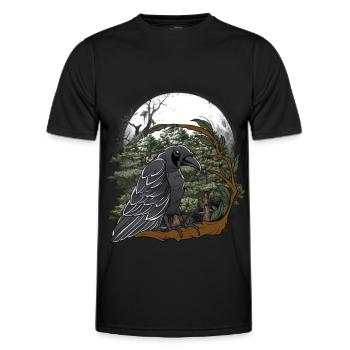 Habitant de la forêt, Corbeau, Corbeaux, Oiseau, Conte de fées, enfant - T-shirt sport Homme - noir - Devant - AI Model Male 178 dark (178cm)