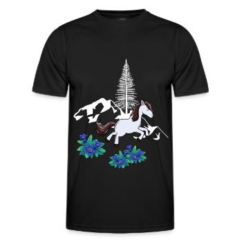 Pferd Natur Gebirge Wildpferd Pony - Männer Funktions-T-Shirt - Schwarz - Vorne - AI Model Male 178 dark (178cm)