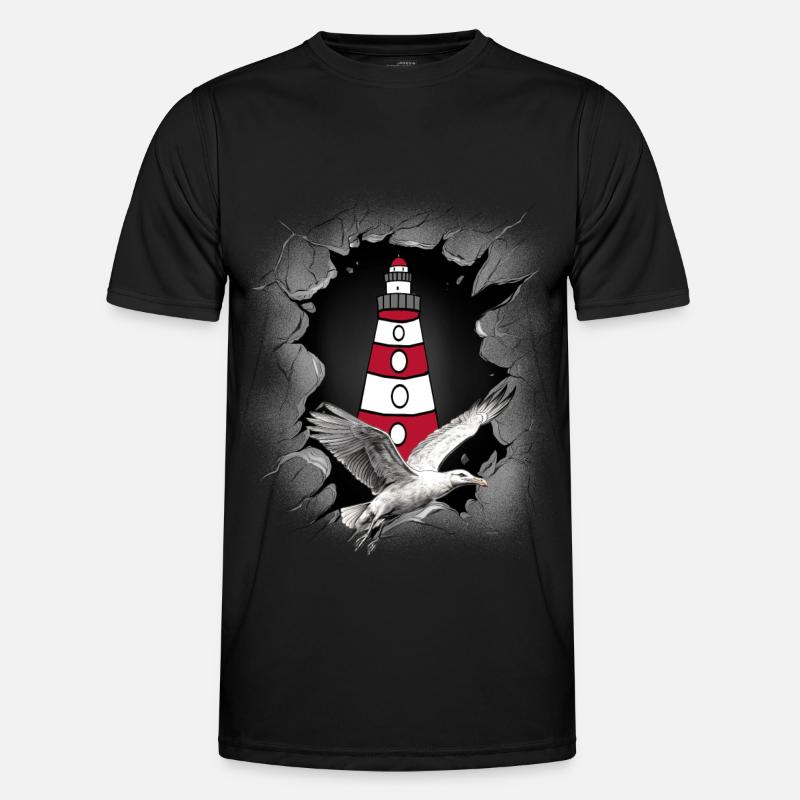 Seagull Lighthouse Maritime Lighthouses Seagulls - Men's Functional T-Shirt - black