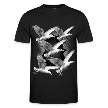 Möwen Möwe Maritim Seevögel - Männer Funktions-T-Shirt - Schwarz - Vorne - AI Model Male 178 dark (178cm)