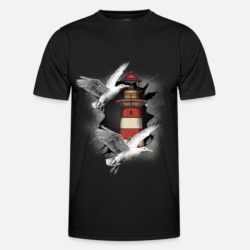 Leuchttürme Leuchtturm Möwe Möwen - Männer Funktions-T-Shirt - Schwarz
