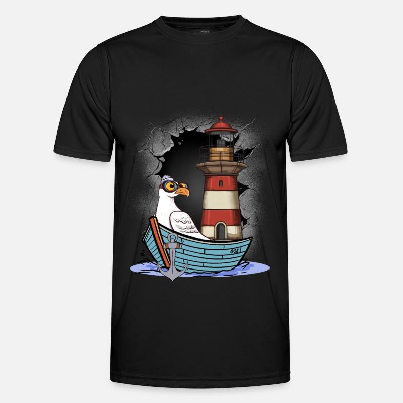 Möwe maritim Möwen Seevögel Leuchtturm - Männer Funktions-T-Shirt - Schwarz
