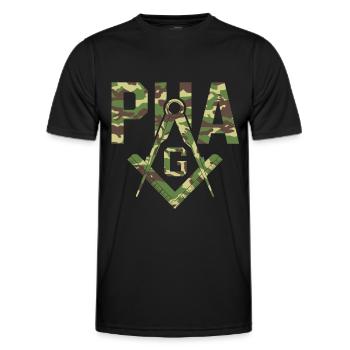 Pha Mason Masonic Camo Freemason - Men's Functional T-Shirt - black - Front - AI Model Male 178 dark (178cm)