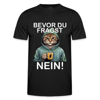 Before You Ask No Funny Cat - Men's Functional T-Shirt - black - Front - AI Model Male 178 dark (178cm)
