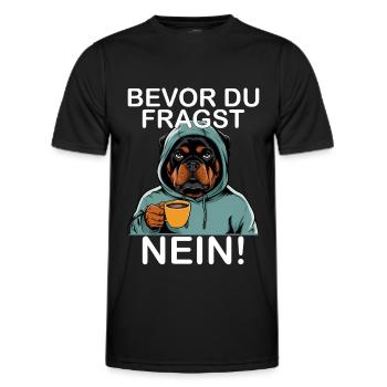 Before you ask No funny Rottweiler - Men's Functional T-Shirt - black - Front - AI Model Male 178 dark (178cm)