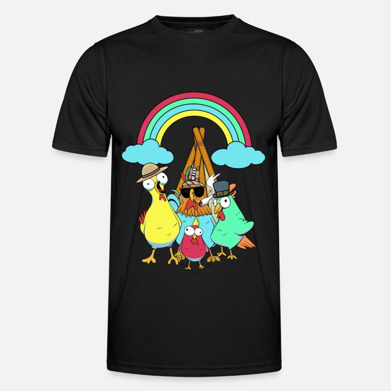 Hippie Tipi Kyllinger Hippies Kylling - Funksjons-T-skjorte for menn - svart