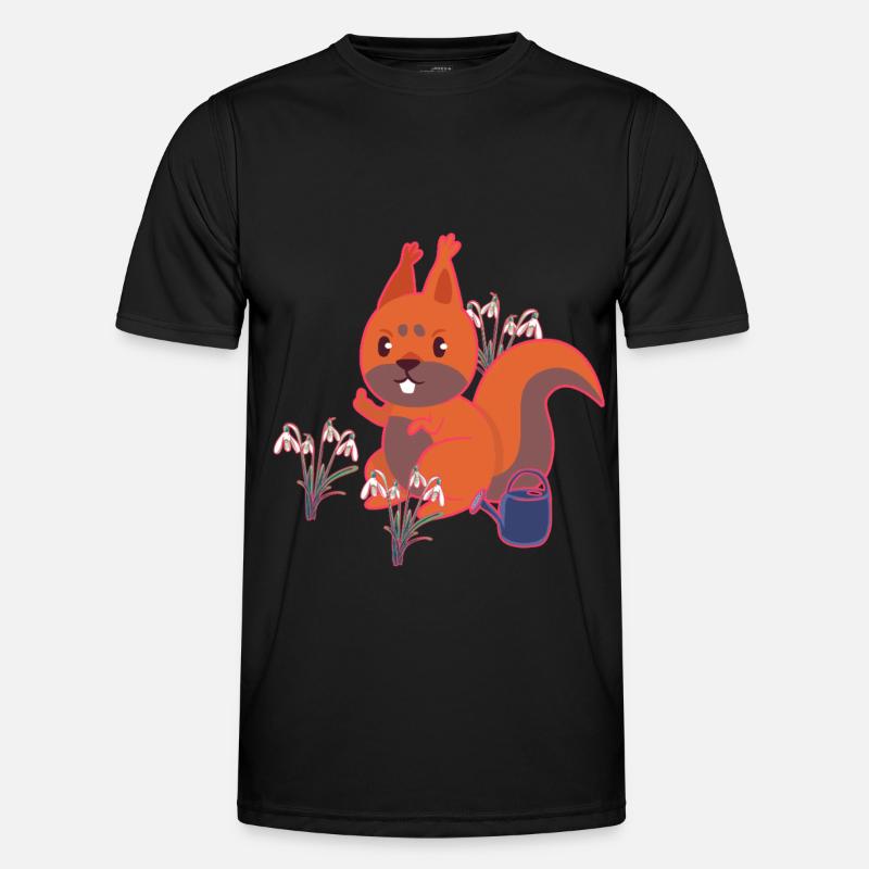 Frühling Eichhörnchen Schneeglöckchen Kinder Männer Funktions-T-Shirt