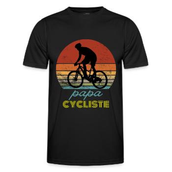 papa cycliste cadeau homme vélo VTT Homme - T-shirt sport Homme - noir - Devant - AI Model Male 178 dark (178cm)