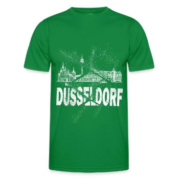 Dusseldorf Germany City Skyline Grunge Splash - Men's Functional T-Shirt - kelly green - Front - AI Model Male 178 dark (178cm)