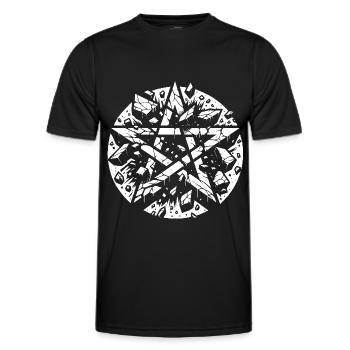Torn Pentagram Occult Sign - Men's Functional T-Shirt - black - Front - AI Model Male 178 dark (178cm)