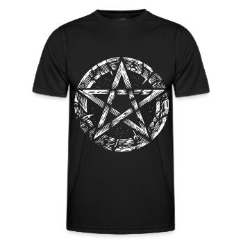 Zerrissenes Pentagramm Okkultes Zeichen - Männer Funktions-T-Shirt - Schwarz - Vorne - AI Model Male 178 dark (178cm)