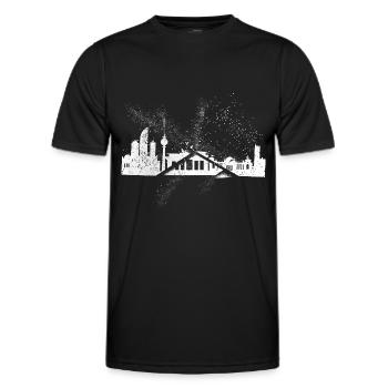 Berlin Germany City Skyline Grunge Splash - Men's Functional T-Shirt - black - Front - AI Model Male 178 dark (178cm)