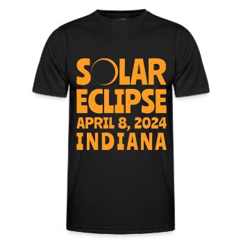 Éclipse Solaire 8 Avril 2024 Indiana - T-shirt sport Homme - noir - Devant - AI Model Male 178 dark (178cm)