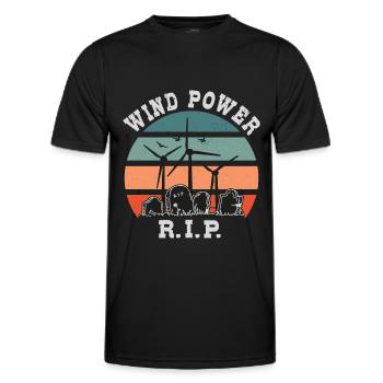 Windkraft RIP, Nein zu Windenergie - Männer Funktions-T-Shirt - Schwarz - Vorne - AI Model Male 178 dark (178cm)