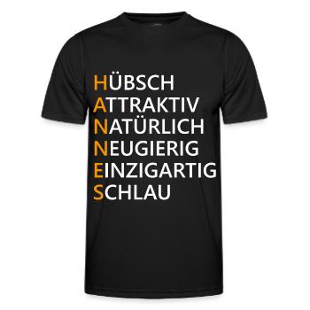Hannes Name Geschenk - Männer Funktions-T-Shirt - Schwarz - Vorne - AI Model Male 178 dark (178cm)