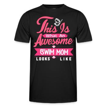 Swimming Ladies - Men's Functional T-Shirt - black - Front - AI Model Male 178 dark (178cm)