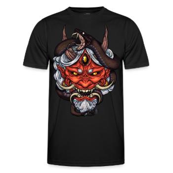 Serpent Rouge Oni Démon - T-shirt sport Homme - noir - Devant - AI Model Male 178 dark (178cm)