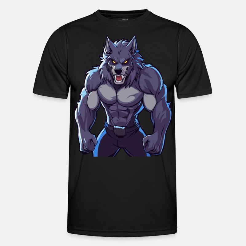 Wilde, muskulöse Werwolf-Illustrationskunst Männer Funktions-T-Shirt