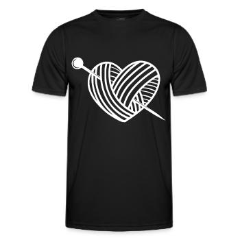 Knitting Wool Heart - Men's Functional T-Shirt - black - Front - AI Model Male 178 dark (178cm)