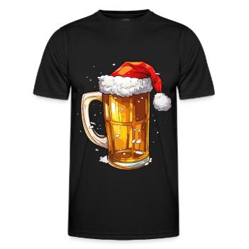 Weihnachten Bier Weihnachtsbier Prost Lustig Humor - Männer Funktions-T-Shirt - Schwarz - Vorne - AI Model Male 178 dark (178cm)