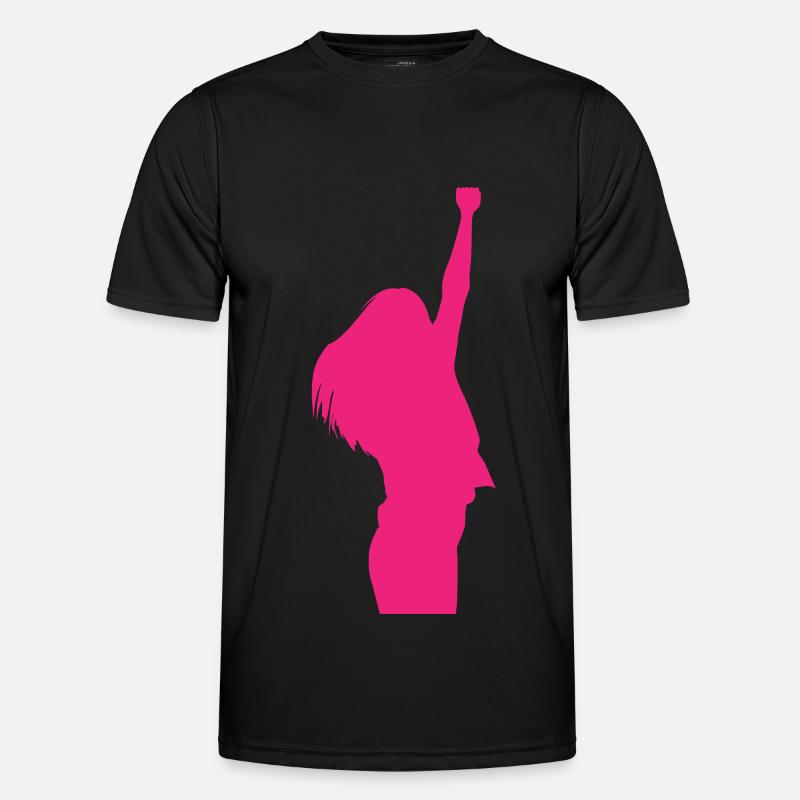 Frau Mädchen Siegerpose - Männer Funktions-T-Shirt - Schwarz