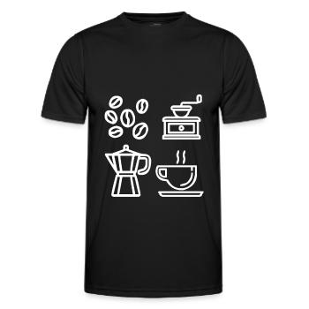 Café café café Café Espresso Au Lait - T-shirt sport Homme - noir - Devant - AI Model Male 178 dark (178cm)