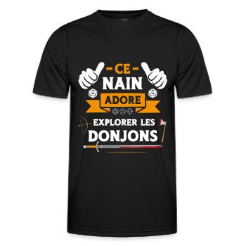 Ce nain adore explorer les donjons - T-shirt sport Homme - noir - Devant - AI Model Male 178 dark (178cm)