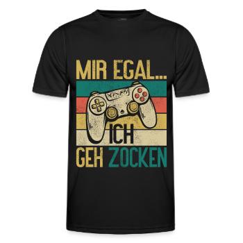 Mir egal ich geh zocken Gamer - Männer Funktions-T-Shirt - Schwarz - Vorne - AI Model Male 178 dark (178cm)