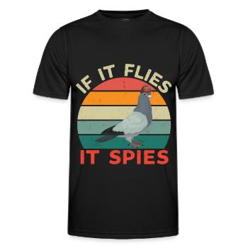 S’il vole, il espionne - Les oiseaux ne sont pas réels - T-shirt sport Homme - noir - Devant - AI Model Male 178 dark (178cm)