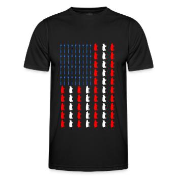 BBQ amerikanische Flagge Schweinefleisch und Gabeln lustiges Barbecue - Männer Funktions-T-Shirt - Schwarz - Vorne - AI Model Male 178 dark (178cm)