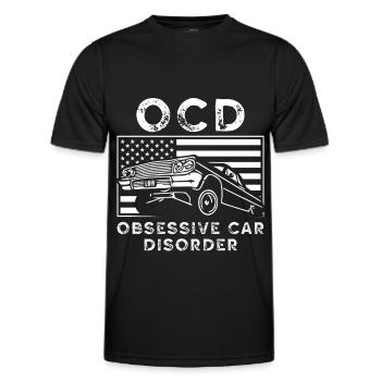OCD obsessive car dissorder - Men's Functional T-Shirt - black - Front - AI Model Male 178 dark (178cm)