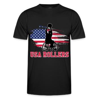 Handicap Für Rollstuhlbasketballspieler USA - Männer Funktions-T-Shirt - Schwarz - Vorne - AI Model Male 178 dark (178cm)