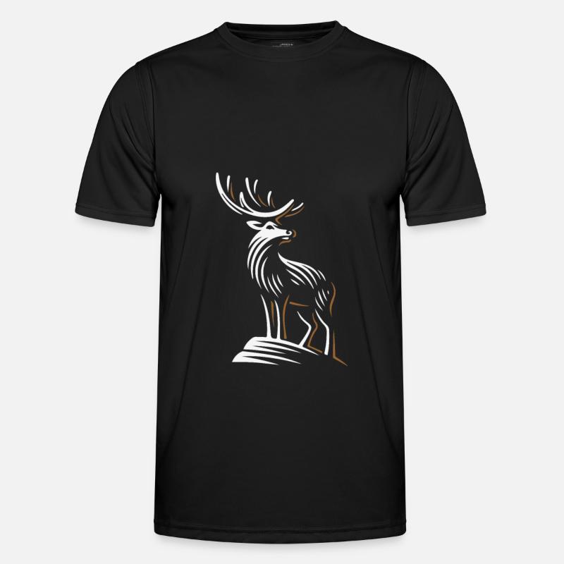 Hirsch Schwarzwald Hirschgeweih - Männer Funktions-T-Shirt - Schwarz