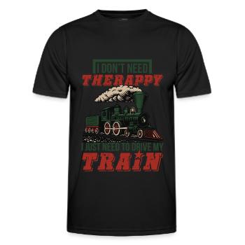 Railway locomotive steam locomotive conductor railroad workers - Men's Functional T-Shirt - black - Front - AI Model Male 178 dark (178cm)